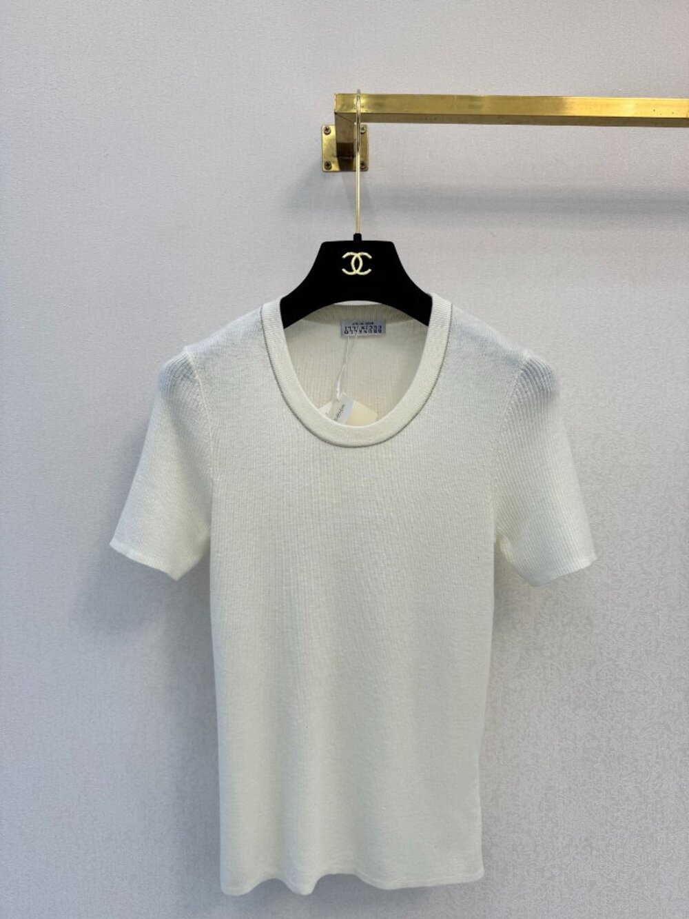 New Brunello Cucinelli Silk & Cashmere Knit Short Sleeve Top - White